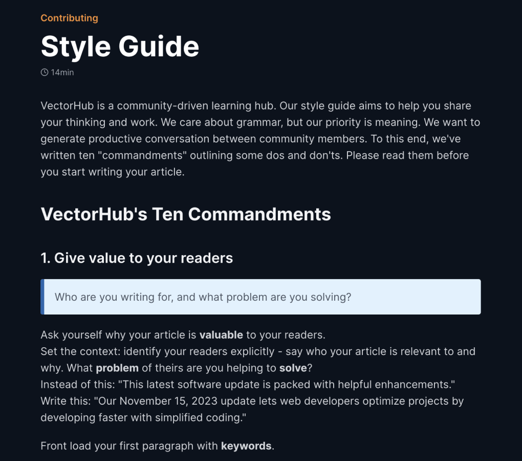 vectorHub style guide